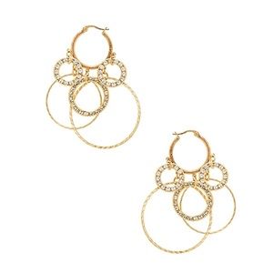 Etched Hoop and Crystal encrusted Earrings